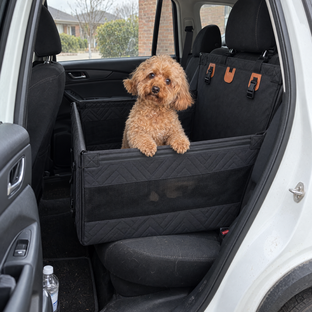 Toy poodle in the Small dog car seat pod